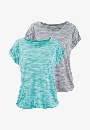 Beach Time, 2 STÜCK - Print T-shirt - mint-meliert+grau-meliert