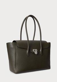 Lauren Ralph Lauren PEBBLED LEATHER LARGE TANNER SATCHEL - Mala de mão - dark olive