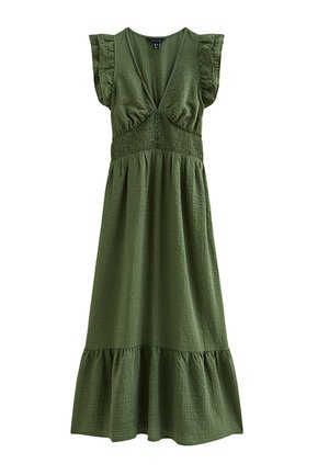 New Look, RUFFLED CAP SLEEVE MIDI DRESS - Day dress - green