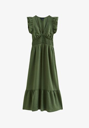 New Look, RUFFLED CAP SLEEVE MIDI DRESS - Day dress - green
