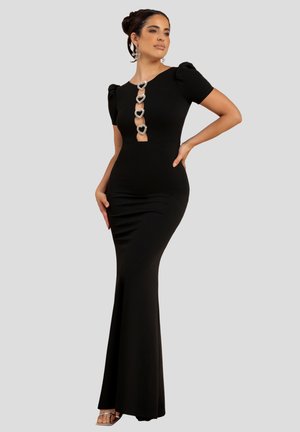 DIAMANTE EMBELLISHED HEART BROOCH SCUBA MAXI - Vestido de fiesta - black