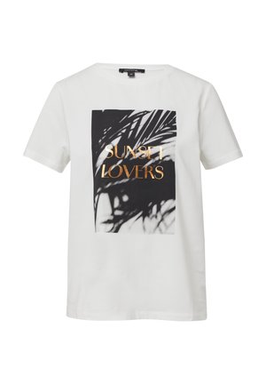 comma, T-shirt con stampa - weiß