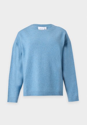 VILA, VILIGA L/S O-NECK KNIT TOP - NOOS - Strickpullover - blue shadow