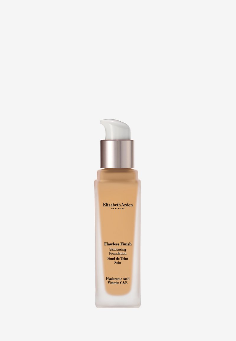 Flacon-pompe du fond de teint Elizabeth Arden Flawless Finish Skincare avec acide hyaluronique et vitamines C et E.