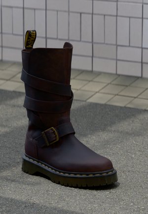 ANISTONE STRAP HIGH BOOT UNISEX - Saappaat - dark brown