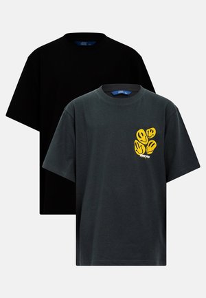 SMILEY TEE BOX BOXY FIT 2 PACK - T-shirt imprimé - dark green/black