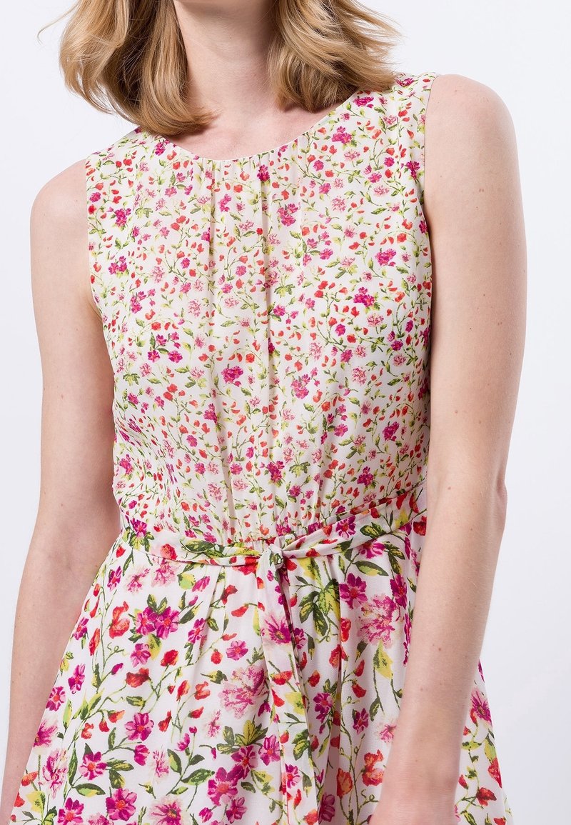 Robe Fille IKKS Rose à Fleurs Sans Manches - Taille 10 Ans (longueur 73cm) - Coton - Occasion Très Bon état