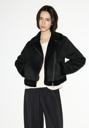 DOUBLE FACE - Imiteret læderjakke - black