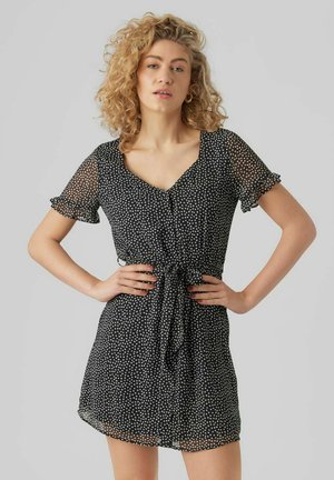 VMCARO DOTTED BUTTON DOWN - Vardagsklänning - black