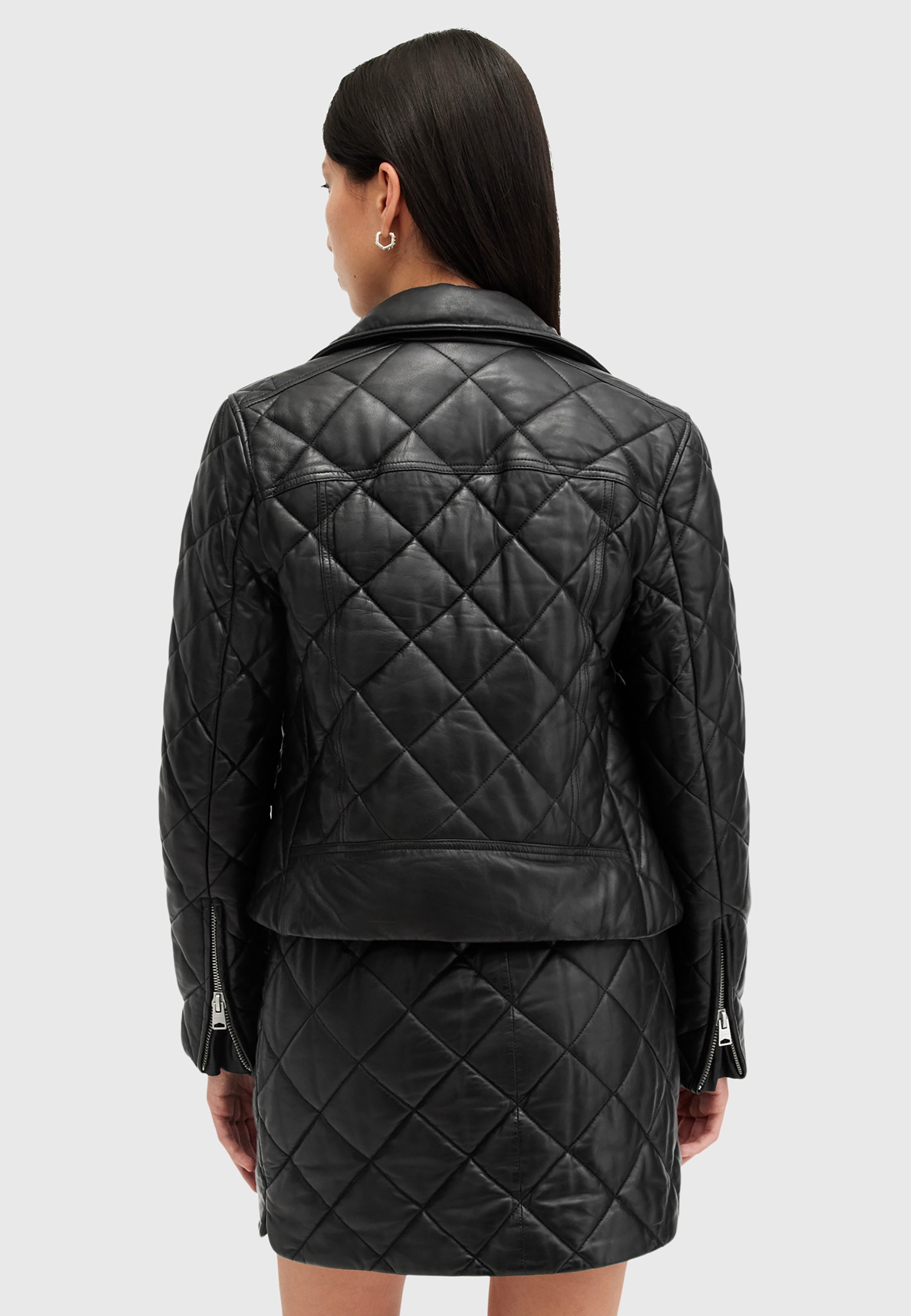 AllSaints DALBY QUILT BIKER - Leather jacket - black - Zalando.co.uk
