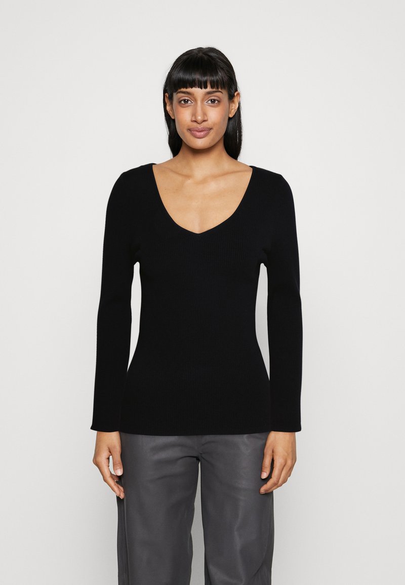 Banana Republic OPEN VEE NECK Jersey de punto black/negro Zalando.es