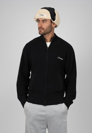 PROHIBITED, CAMPUS KNIT JACKET UNISEX - Kardigán - black