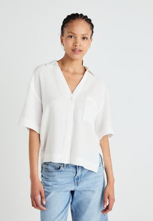 Gina Tricot GAUZE SHORT SLEEVE - Užsagstoma palaidinė - white