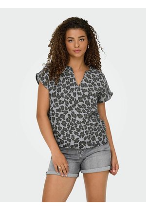 NORMAL GESCHNITTEN RUNDHALS GLOCKENÄRMEL - Blusa - silver