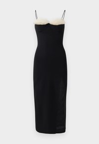 RUFFLE FEATHER BALCONETTE BRA OPEN LEG MIDI DRESS - Galajurk - black/off white