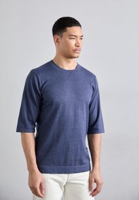 KNITID CREW NECK TEE - Pamata T-krekls - dolphine blue