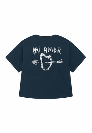 MI AMOR BACK PRINT ROLLUP TEE OVERSIZED - T-shirt imprimé - dark blue