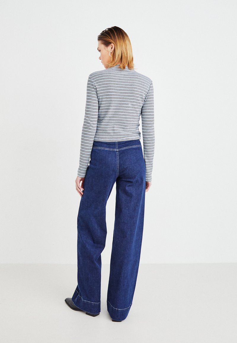 ONLY Petite ONLMADISON BUTTONS - Wide leg - dark blue denim/donkerblauw denim