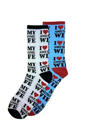 2 PACK I LOVE MY AWESOME WIFE - Socken - wife blue white