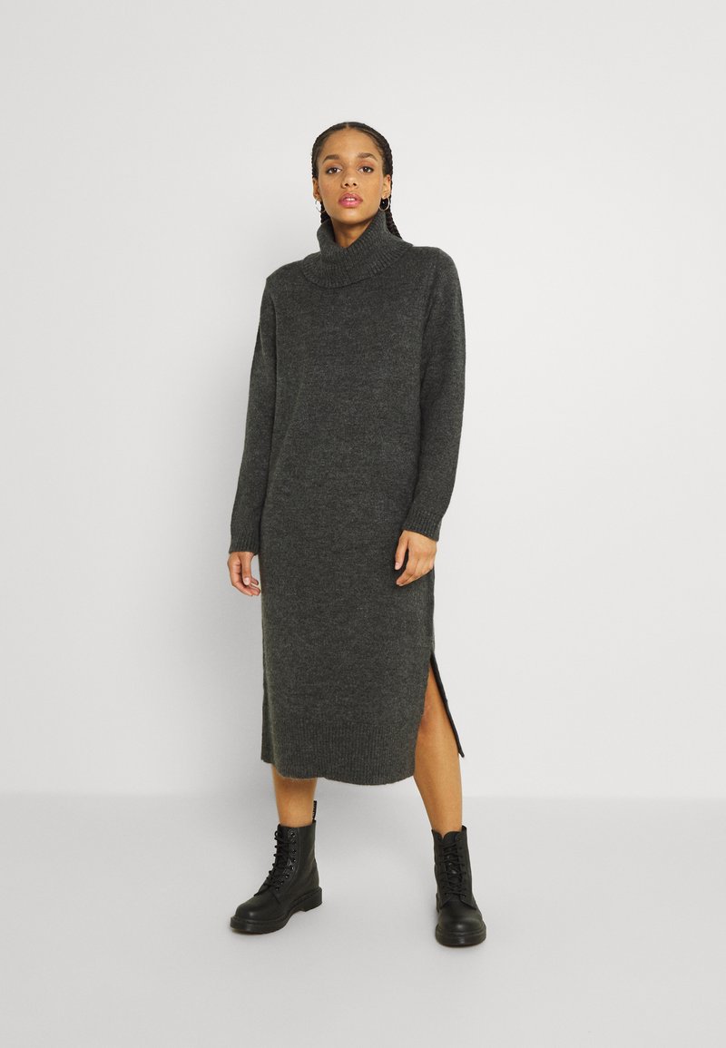 ONLY Vestido de malha - dark grey melange