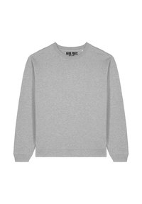 Felpa grigia con collo rotondo, maniche lunghe, polsini e orlo a costine. Realizzata in materiale morbido e texturizzato. Logo sul colletto.