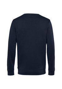 Navy Crew-Neck-Sweatshirt mit langen Ärmeln. Glattes Material, gerippte Bündchen und Saum. Einfaches Design, keine sichtbaren Logos oder Verzierungen.