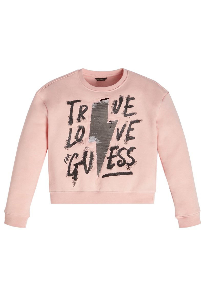 Vaatevihreä svetari, jossa on pyöreä kaula-aukko, pitkät hihat ja lyhyt malli. Koristeena musta ja hopeanvärinen salamalla varustettu graafinen teksti.