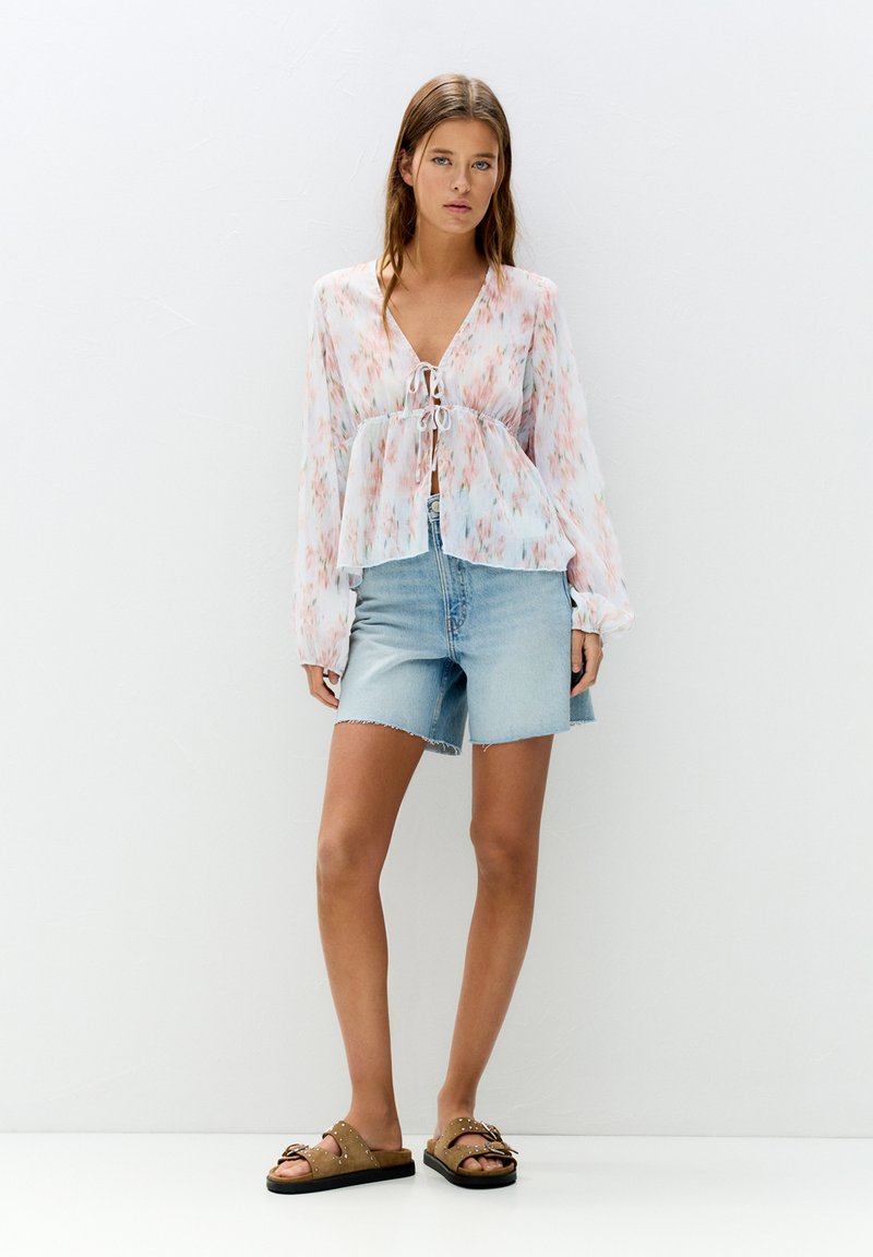 PULL&BEAR - FLOWING PRINTED TIED - Blouse - blue, Vergroten