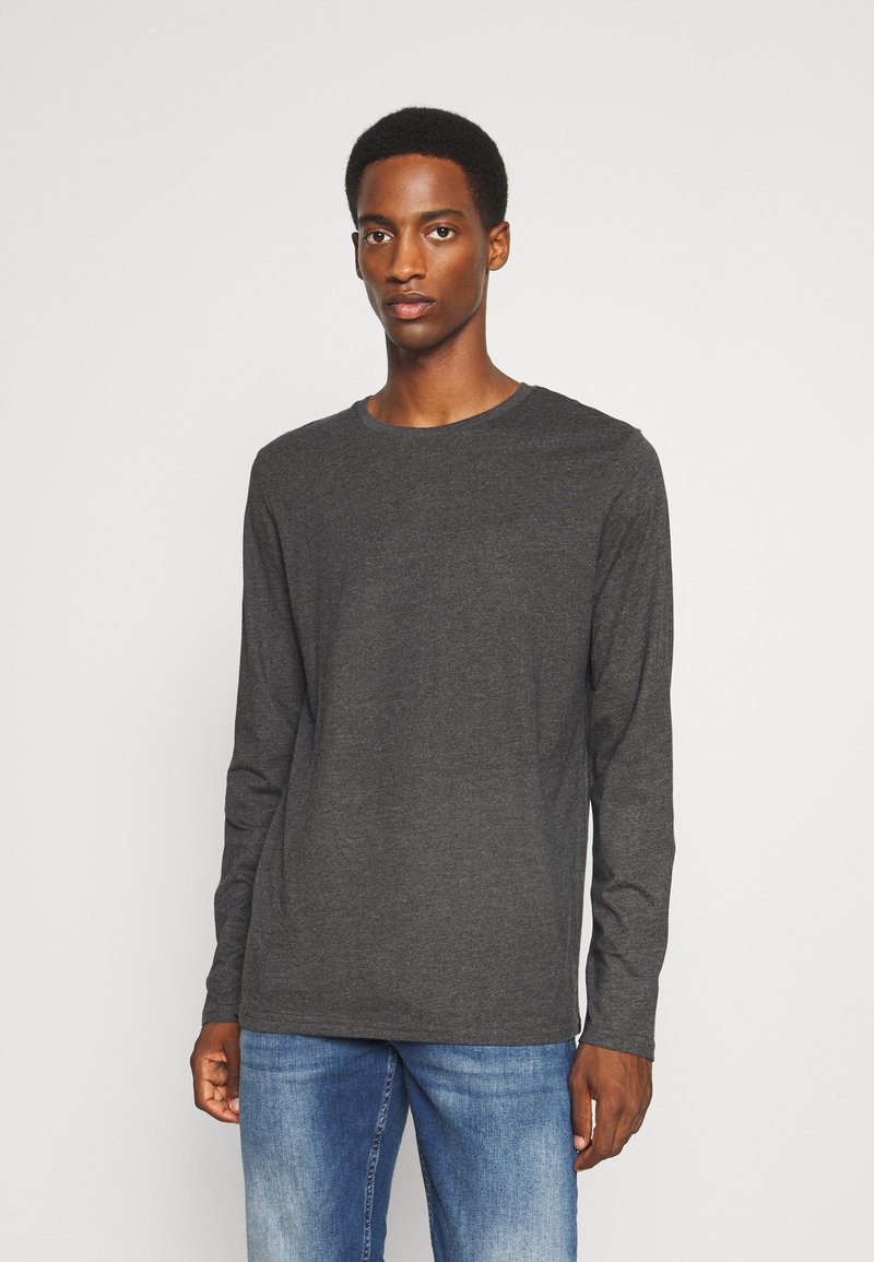Herren T-Shirts basic | Pier One 2 PACK Langarmshirt dark grey/black/dunkelgrau - LI96032 Herren T-Shirts basic | Pier One 2 PACK Langarmshirt dark grey/black/dunkelgrau - LI96032