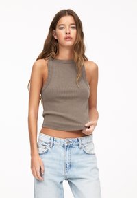 PULL&BEAR HALTER WITH TRIMS - Top - light brown