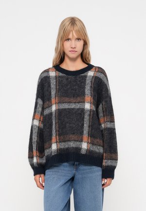ONLMARION LIFE O NECK  - Pulóver - night sky/cloud dancer/amber brown
