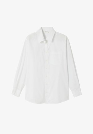 Valge pikkade varrukatega särk, millel on krae, ühe rinnatasku ja mansetid, valmistatud siledast ja kergest kangast.