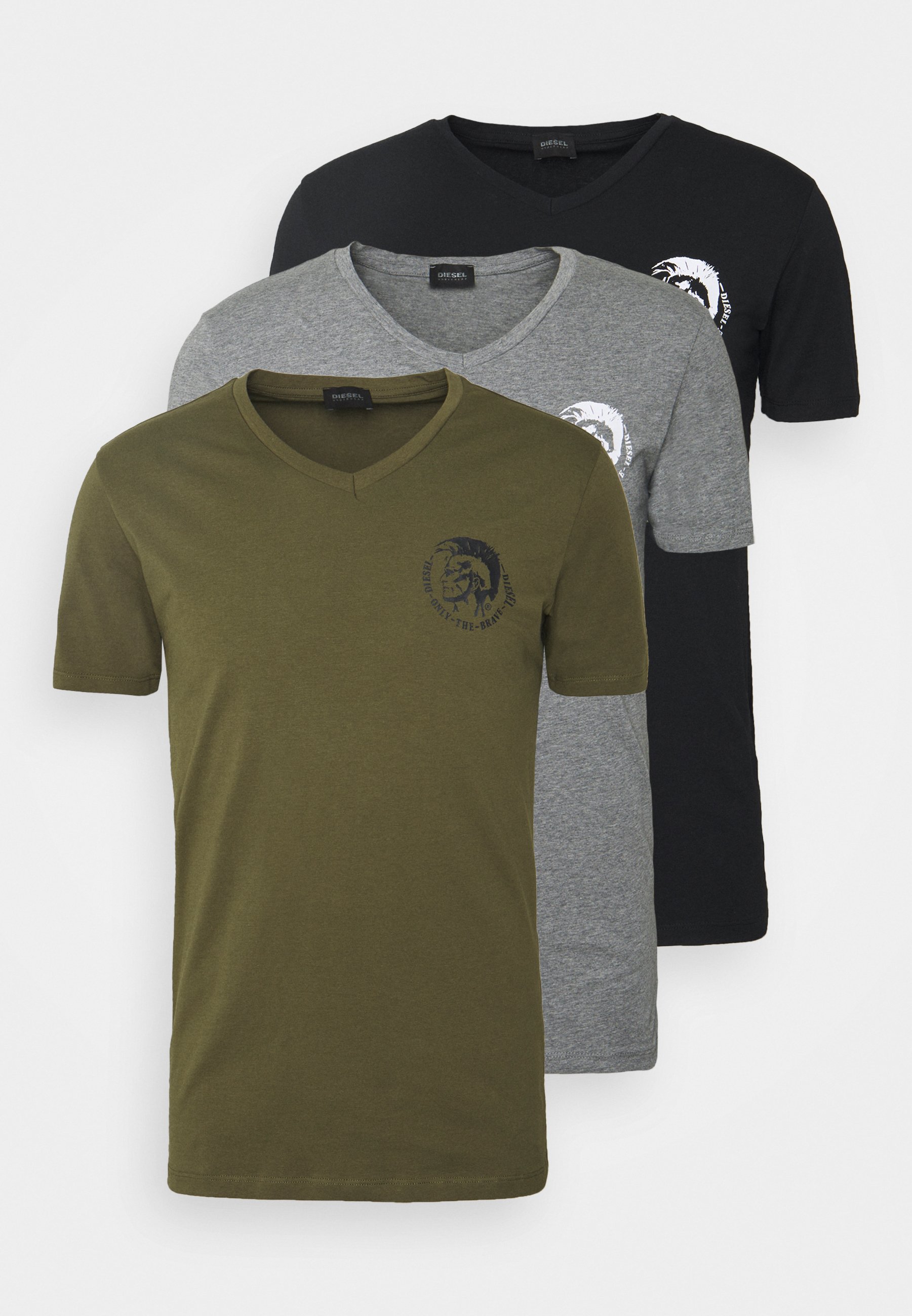 PACK - Print T-shirt - olive/grey/black 