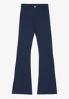 FLARED MID RISE LEGGINGS WITH OVERLAP V-WAISTBAND - Leggings - dark blue