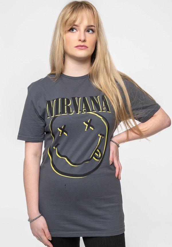 NIRVANA INVERSE SMILEY - Print T-shirt - charcoal