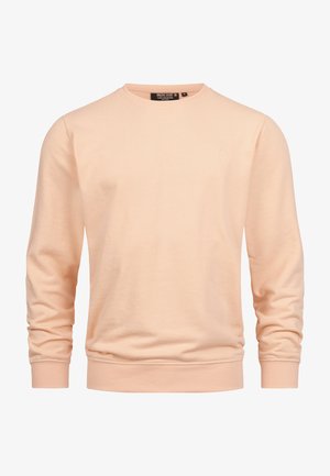 Licht perzikkleurig sweatshirt van een zachte katoenmix, met lange mouwen, een ribgebreide ronde hals en ribgebreide zoom en manchetten. Subtiele logodetail.