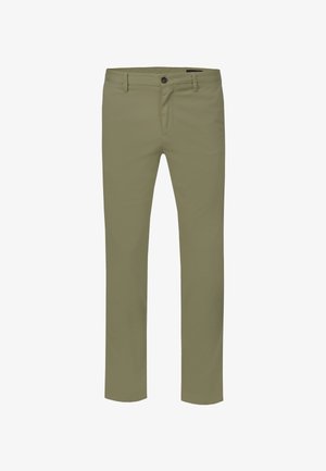 Men’s straight-leg khaki pants with button and zipper closure, belt loops, and side pockets, displayed front-facing on a white background.