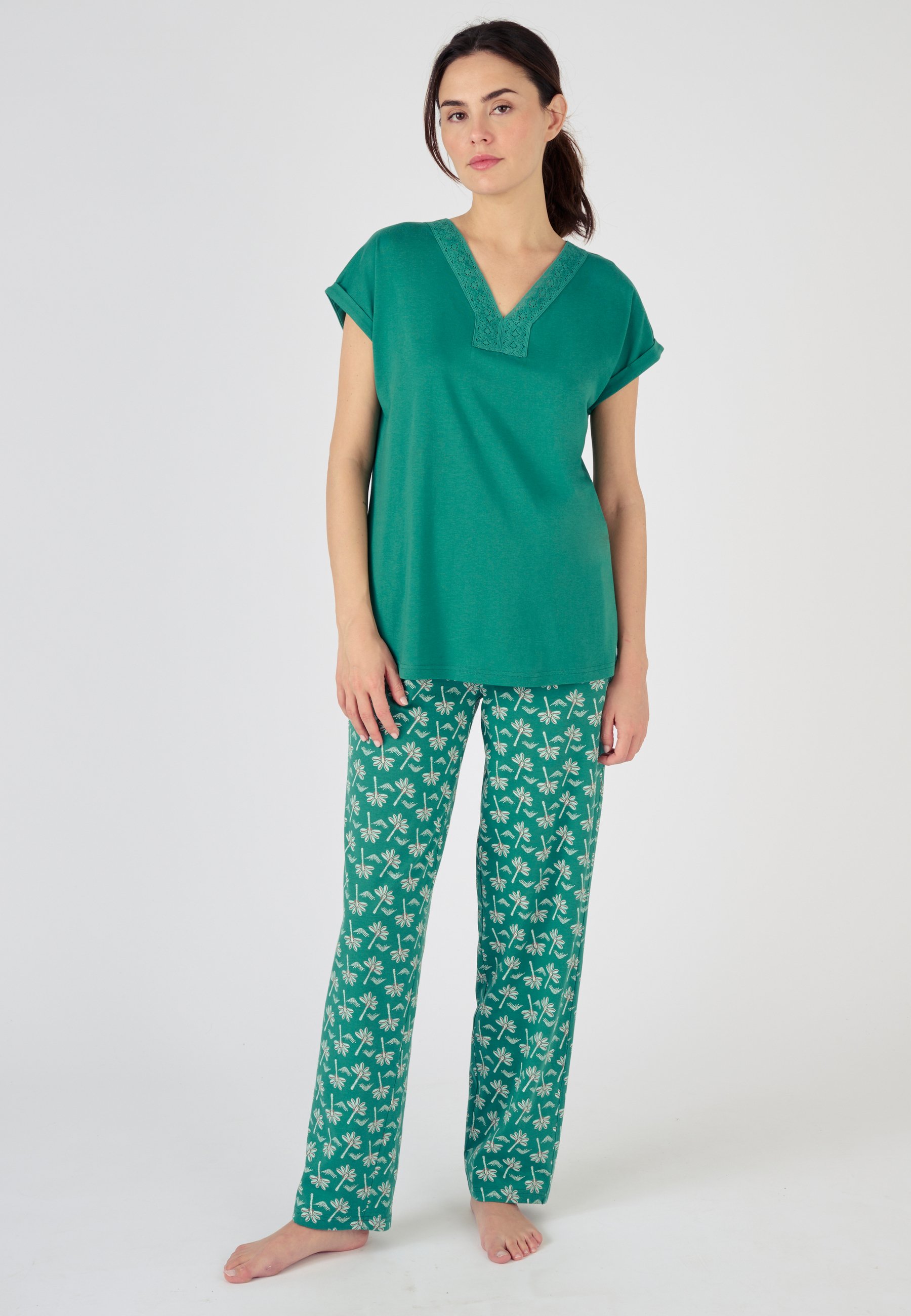 Pyjama Femme Thermolactyl Velours - Chaud Et Confortable - Taille S à XXL - Vert Ou Rouge