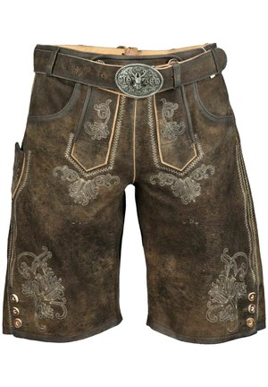 HELIOS - Leather trousers - stein