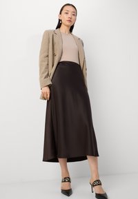 Lindex MARIA - A-linjekjol - dark brown