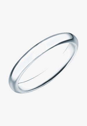 Alliance simple en argent poli avec une surface lisse et arrondie, sans gravures ni décorations.