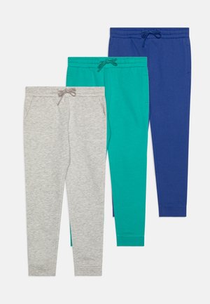 UNISEX 3 PACK - Tracksuit bottoms - blue/mottled light grey/green