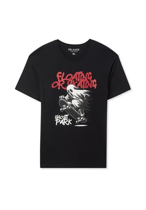 Terranova, WITH A FUNNY FEATURING A GHOST - T-shirt con stampa - nero