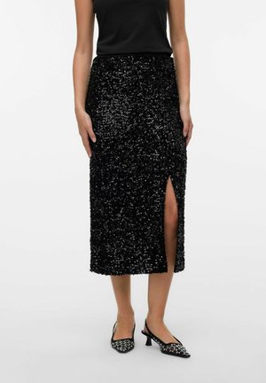 VMHALIA LANGER  - Falda acampanada - black