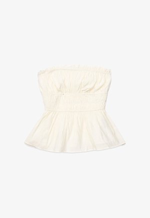 NA-KD, PLISSE SMOCK BANDEAU TOP - Top - cream