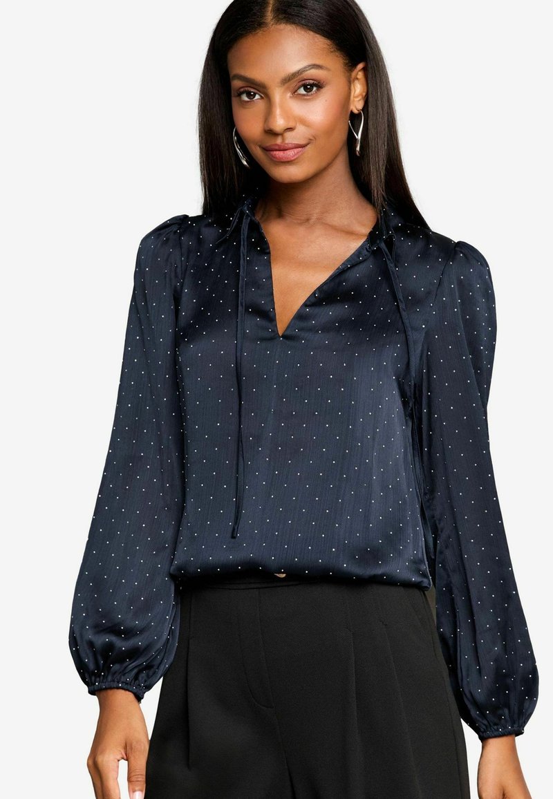 Lipsy HOTFIX V NECK LONG SLEEVE - REGULAR FIT - Camicetta - navy blue