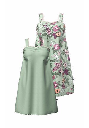 Ulla Popken 2 PACK SLEEVELESS NIGHTGOWNS - JADE FLORAL - Camisón - mint