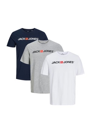 3ER PACK  - T-Shirt print - blau   grau   weiß