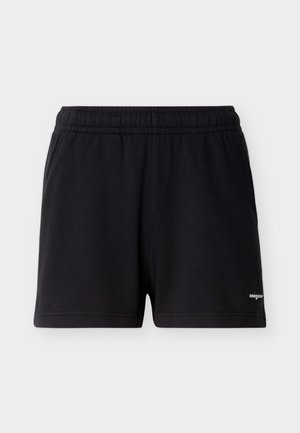 Shorts en coton noir avec une taille élastique. Présentent une coupe simple et droite ainsi qu'un petit logo sur le côté inférieur droit.