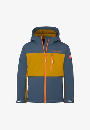 TROLLKIDS, KIDS BERGSFJORD WINTER SOFTSHELL JACKET UNISEX - Light jacket - bronze/mystic blue/flame orange